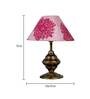 Purple & White Fabric Shade Table Lamp With Antique Base