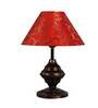 Purple & White Fabric Shade Table Lamp With Copper Base