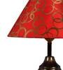 Purple & White Fabric Shade Table Lamp With Copper Base