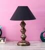 Purple & White Fabric Shade Table Lamp With Copper Base