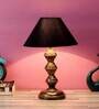 Purple & White Fabric Shade Table Lamp With Copper Base
