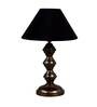 Purple & White Fabric Shade Table Lamp With Copper Base
