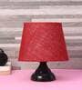 Purple & White Natural Fiber Shade Table Lamp With Black Base