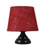 Purple & White Natural Fiber Shade Table Lamp With Black Base