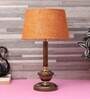 Purple & White Natural Fiber Shade Table Lamp With Copper Base