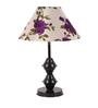 Purple & White Shade Table Lamp With Black Metal Base