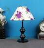 Purple & White Shade Table Lamp With Black Metal Base