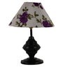 Purple & White Shade Table Lamp With Black Metal Base