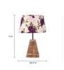 Purple & White Shade Table Lamp With Brown Woodden Base
