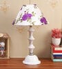 Purple & White Shade Table Lamp With Metal Base