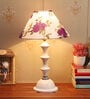 Purple & White Shade Table Lamp With Metal Base