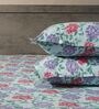 Purple 144TC Cotton Flat Super King Bedsheet with 2 Pillow Covers