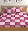 Purple 180 TC Floral Cotton Queen Double Bedsheet 2 Pillow covers