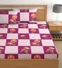 Purple 180 TC Floral Cotton Queen Double Bedsheet 2 Pillow covers