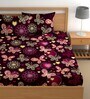 Purple 180 TC Floral Cotton Queen Double Bedsheet 2 Pillow covers