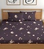 Purple 180 TC Floral Cotton Queen Double Bedsheet 2 Pillow covers