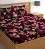 Purple 180 TC Floral Cotton Queen Double Bedsheet 2 Pillow covers