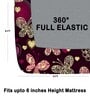 Purple 180 TC Floral Cotton Fitted Double Bedsheet 2 Pillow covers