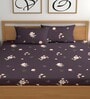 Purple 180 TC Floral Cotton Fitted Double Bedsheet 2 Pillow covers