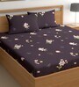 Purple 180 TC Floral Cotton Queen Double Bedsheet 2 Pillow covers