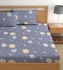 Purple 200 TC Floral Cotton Queen Double Bedsheet 2 Pillow covers