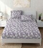Purple Abstract 260 Tc Polycotton Double Fitted Bedsheet With 2 Pillow Covers