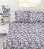 Purple Abstract 260 Tc Polycotton Double Fitted Bedsheet With 2 Pillow Covers