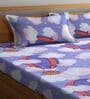 Purple Galaxy Printed 300 TC Cotton Blend Double Queen Size Bedsheet With 2 Pillow Covers
