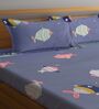 Purple Wildlife 300 TC Cotton Blend Double Queen Size Bedsheet With 2 Pillow Covers
