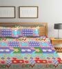 Purple Wildlife 300 TC Cotton Blend Double Queen Size Bedsheet With 2 Pillow Covers