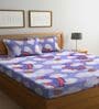 Purple Galaxy Printed 300 TC Cotton Blend Double Queen Size Bedsheet With 2 Pillow Covers
