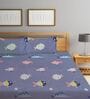 Purple Wildlife 300 TC Cotton Blend Double Queen Size Bedsheet With 2 Pillow Covers