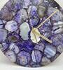 Purple Agate Gemstone Round Clock with Leafing -