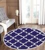 Purple and White Kazan Geometric Wool 4ft x 4ft Tufted Carpet