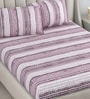 Purple Bedsheet 220 Tc Cotton Queen Bedsheet With 2 Pillow Covers