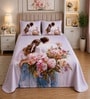 Pink 7D Digital Printed Couple Queen Size Bedsheet Sheet with 2 Matching Pillow Covers