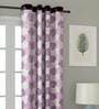 Purple Floral Polyester 5 Ft Blackout Eyelet Window Curtains (Set of 2)