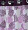 Purple Floral Polyester 5 Ft Blackout Eyelet Window Curtains (Set of 2)