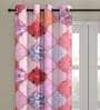 Purple Polyester Velvet Geometric 7FT Light Filtering Eyelet Door Curtains (Pack of 1)