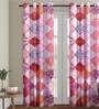 Purple Polyester Velvet Geometric 7FT Light Filtering Eyelet Door Curtains (Pack of 1)