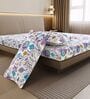 Purple Blue Floral 144 Tc Cotton Double Bedsheet With 2 Pillowcovers