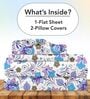 Purple Blue Floral 144 Tc Cotton Double Bedsheet With 2 Pillowcovers