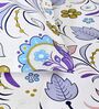 Purple Blue Floral 144 Tc Cotton Elastic Fitted King Bedsheet With 2 Pillowcovers