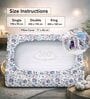 Purple Blue Floral 144 Tc Cotton Elastic Fitted King Bedsheet With 2 Pillowcovers