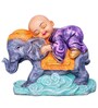 Purple Blue Polyresin 6.2 Inches Monk  Idol Statue
