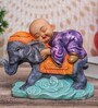 Purple Blue Polyresin 6.2 Inches Monk  Idol Statue