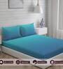 Blue Checkered 225 TC Cotton King Sized Bed Sheets with 2 Pillow Covers