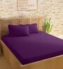 Purple 210TC Cotton stripe 1 Super King Bedsheet with 2 Pillow Covers