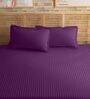 Purple 210TC Cotton stripe 1 Super King Bedsheet with 2 Pillow Covers