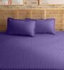 Purple 210TC Cotton stripe 1 Super King Bedsheet with 2 Pillow Covers